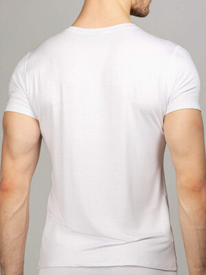Мужская футболка белая V-вырез